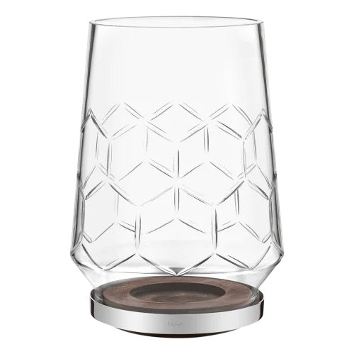MADISON 6 Glass, Wood And Silver-Plated Hurricane