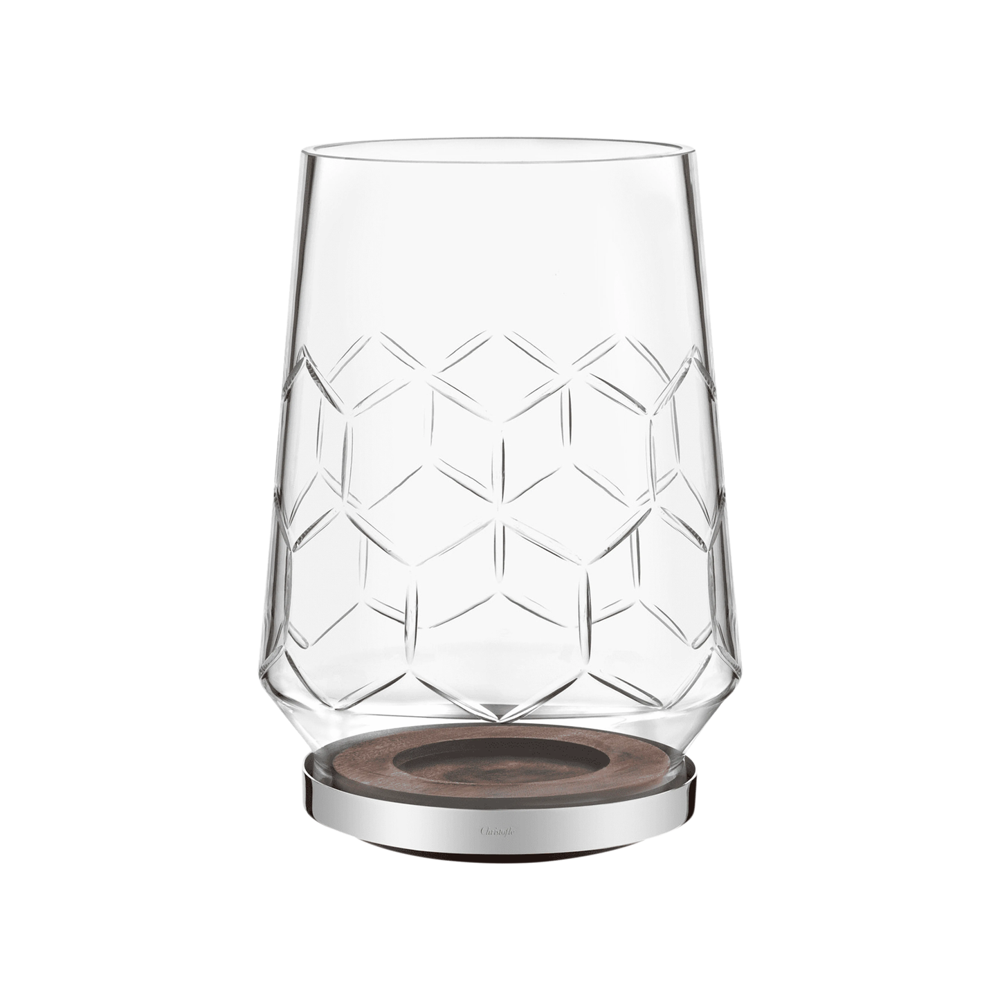 MADISON 6 Glass, Wood And Silver-Plated Hurricane