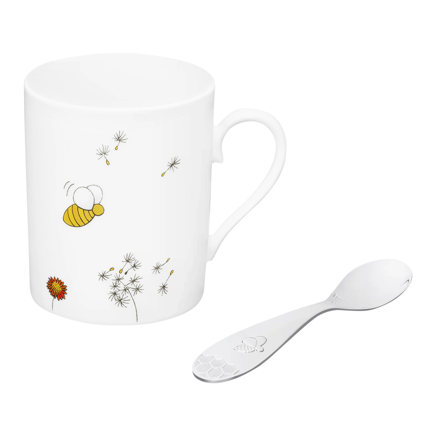 BEEBEE Porcelain Baby cup and Silver plated spoon set