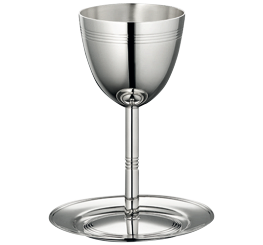 JUDAIQUE Silver-plated Kiddush Cup and Saucer Bakhache Group Australia